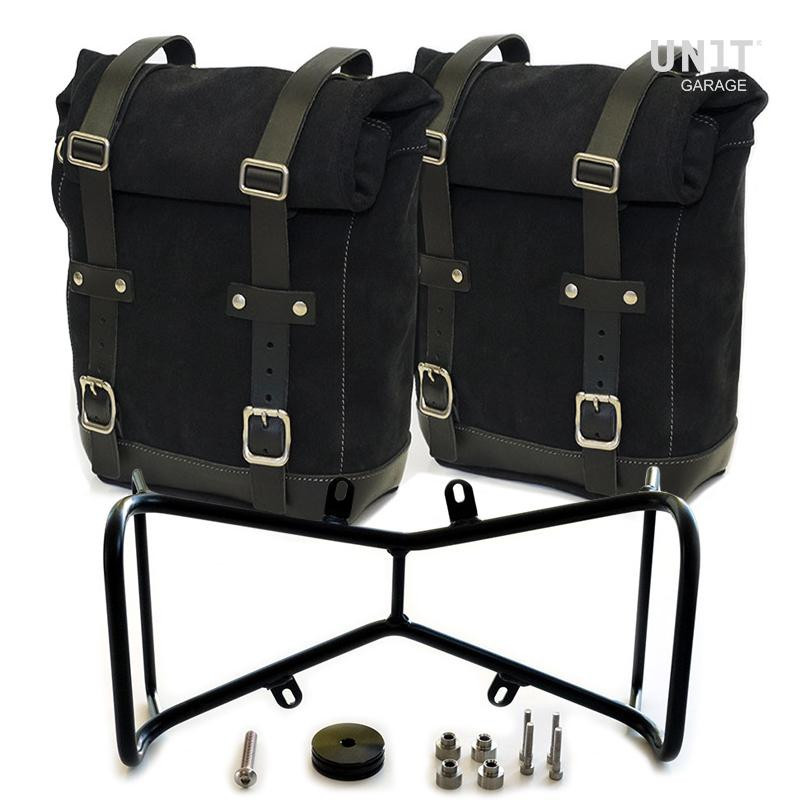 Sacoches latérales en cuir + supports (symétrique) R nineT Jetblack - L'atelier Bleu Motostore