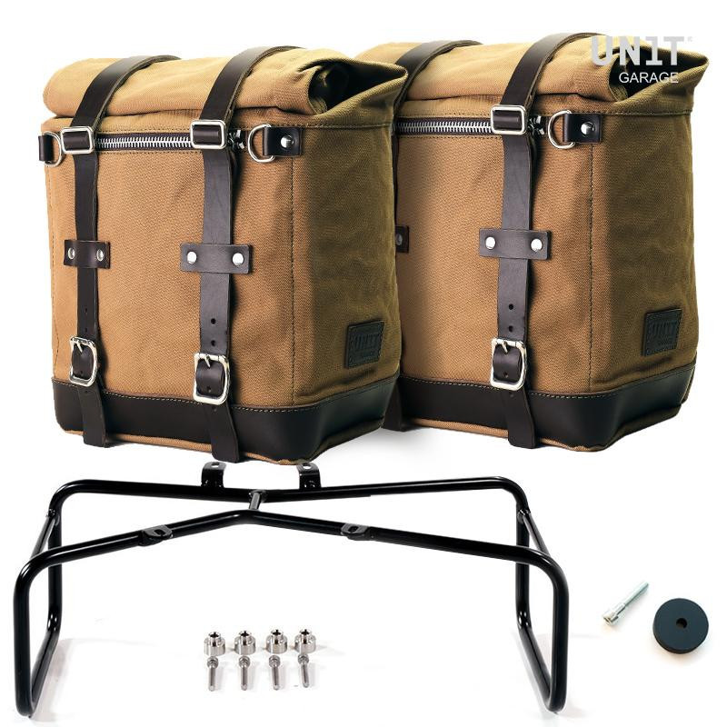 Sacoches latérales Scram 22L-30L + supports R nineT Beige/Marron - L'atelier Bleu Motostore