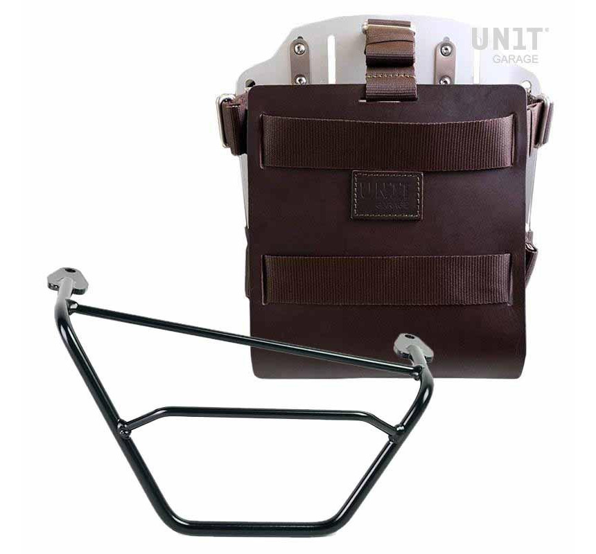 Porte-sacoche latéral en cuir 10L-14L + support droit pour R 1200GS/GSA et R 1250GS/GSA Cuir marron / Alu