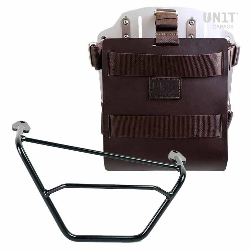 Porte-sacoche latéral en cuir 10L-14L + support droit pour R 1200GS/GSA et R 1250GS/GSA Cuir marron / Alu