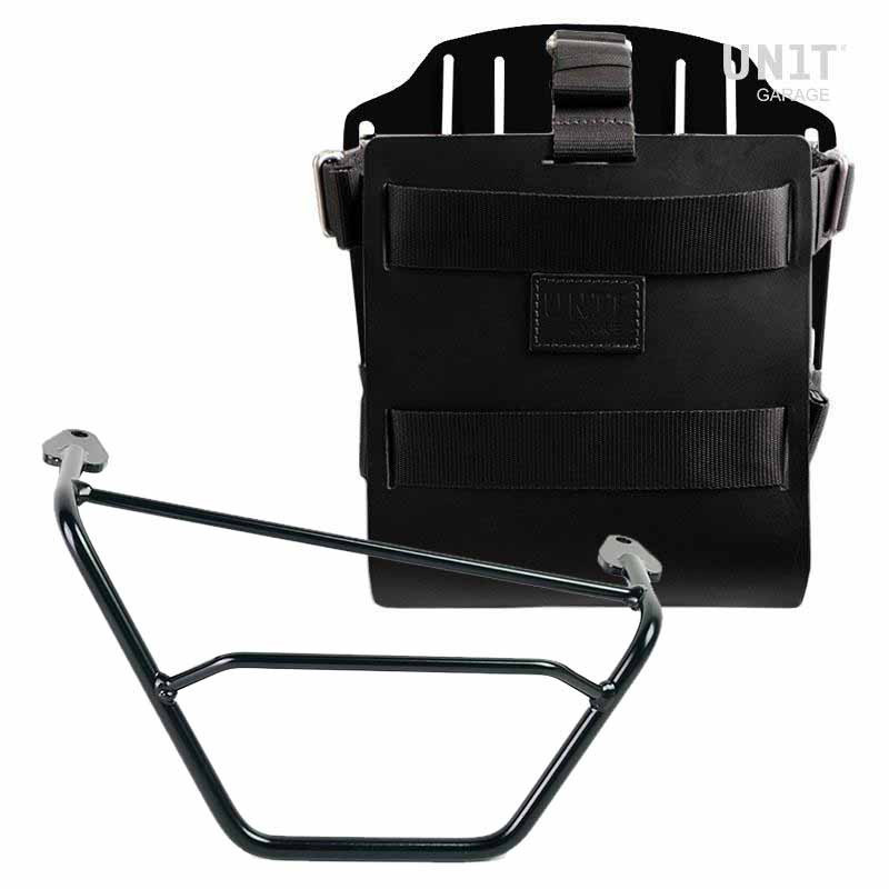 Porte-sacoche latéral en cuir 10L-14L + support droit pour R 1200GS/GSA et R 1250GS/GSA Cuir noir / Alu noir