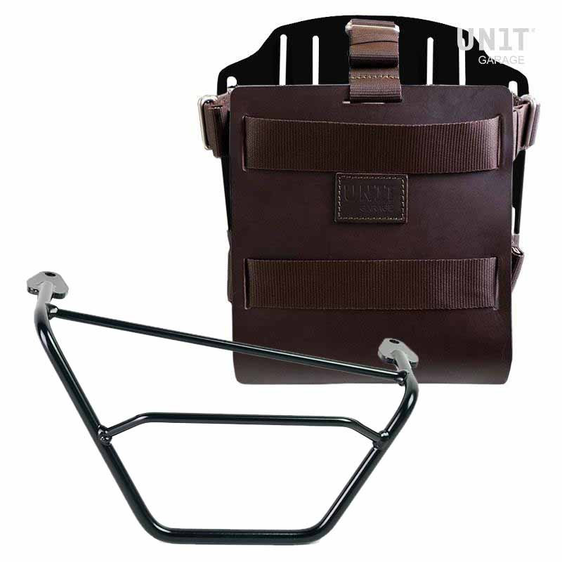 Porte-sacoche latéral en cuir 10L-14L + support droit pour R 1200GS/GSA et R 1250GS/GSA Cuir marron / Alu noir