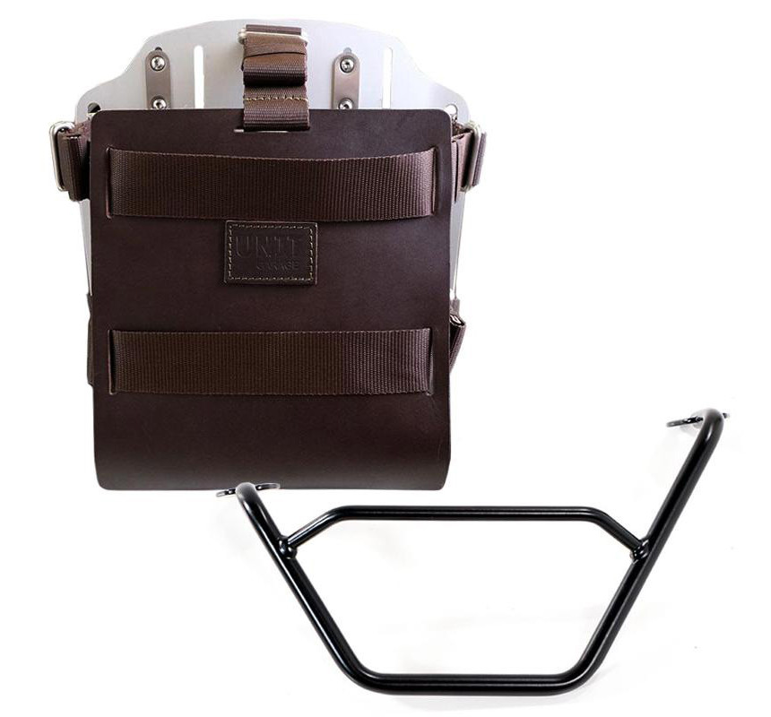 Porte-sacoche latéral en cuir 10L-14L + support gauche pour R 1200GS/GSA et R 1250GS/GSA Cuir marron / Alu