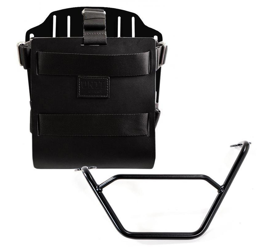 Porte-sacoche latéral en cuir 10L-14L + support gauche pour R 1200GS/GSA et R 1250GS/GSA Cuir noir / Alu noir