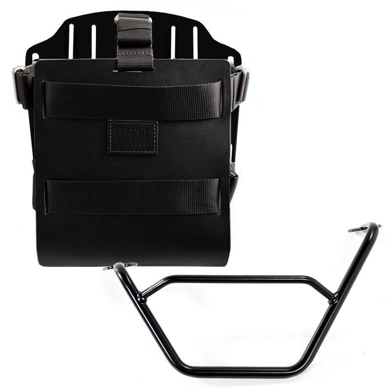 Porte-sacoche latéral en cuir 10L-14L + support gauche pour R 1200GS/GSA et R 1250GS/GSA Cuir noir / Alu noir