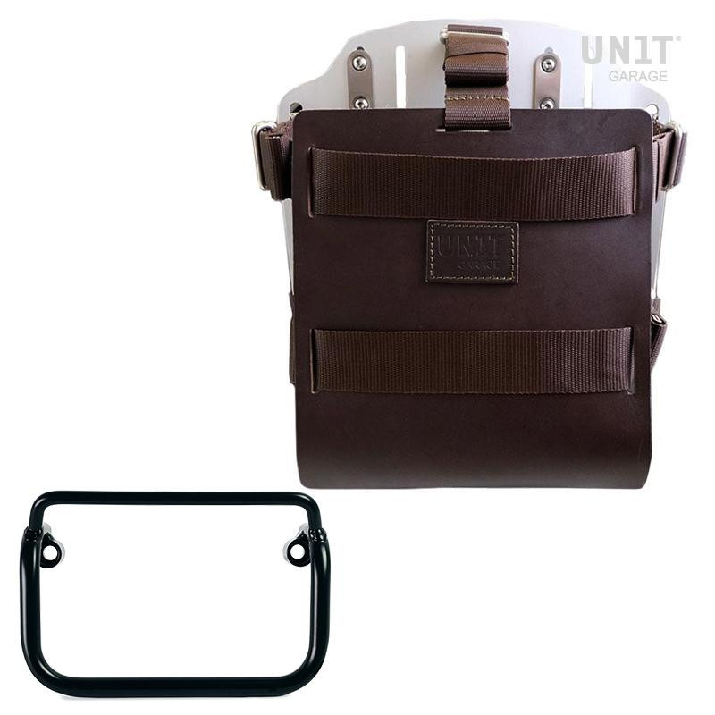 Porte-sacoche latéral en cuir 10L-14L + support pour R 18 Classic et R 18 Bagger Cuir marron / Alu - L'atelier Bleu Motostore