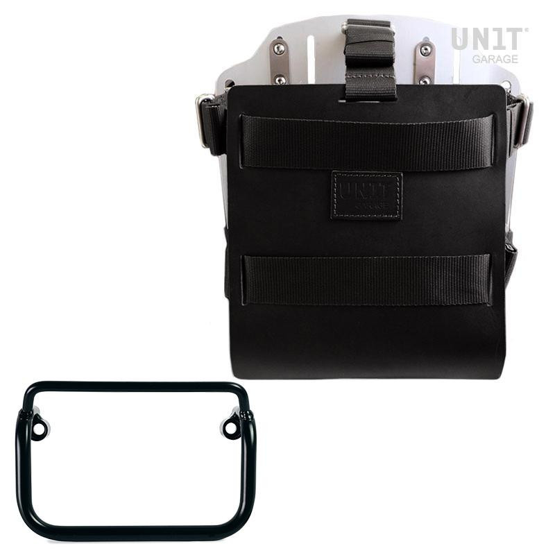 Porte-sacoche latéral en cuir 10L-14L + support pour R 18 Classic et R 18 Bagger Cuir noir / Alu - L'atelier Bleu Motostore