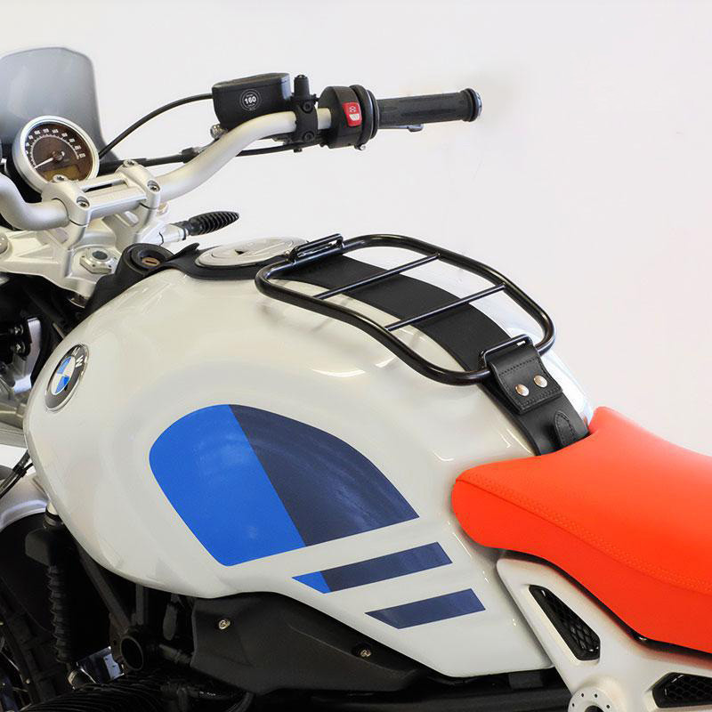 Tank bag holder for R nineT – Black leather – L'atelier Bleu Motostore