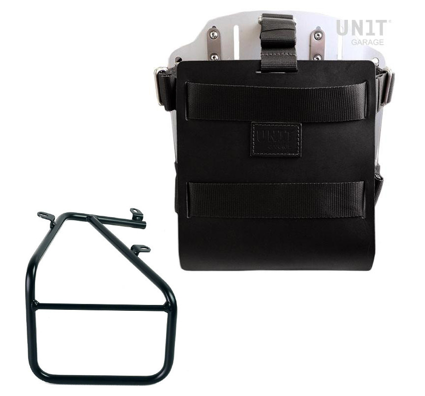 Porte-sacoche latéral en cuir 10L-14L + support droit pour R 18 avec kit sportail