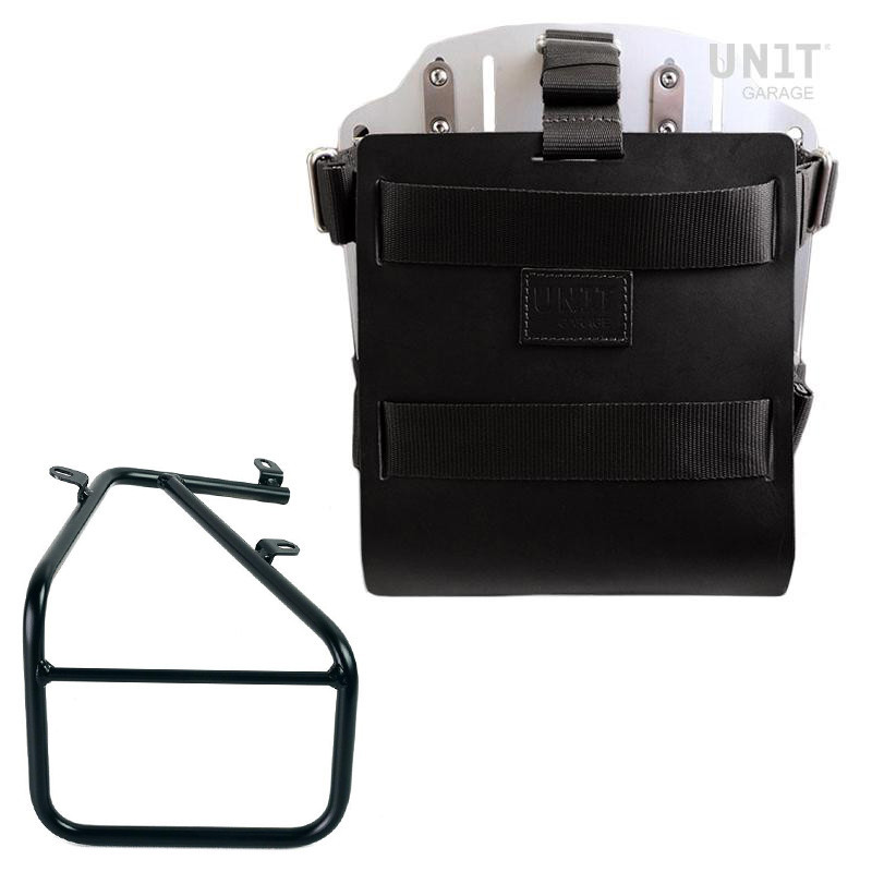 Porte-sacoche latéral en cuir 10L-14L + support droit pour R 18 avec kit sportail