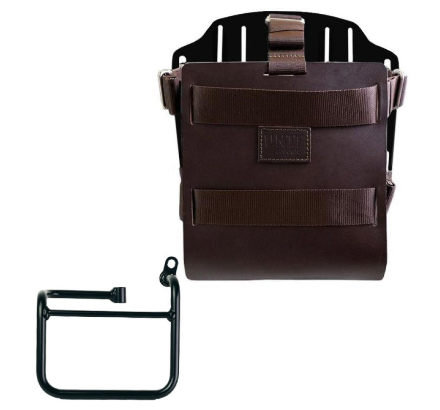 10L–14L leather side pannier holder + right-hand bracket for CE 02