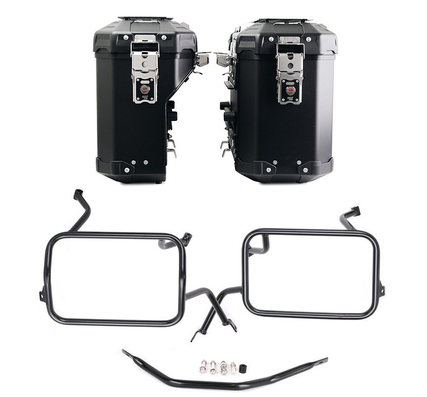 Paire de valises Atlas en aluminium 39L + 32L + supports Atlas pour F 450 GS - L'atelier Bleu Motostore