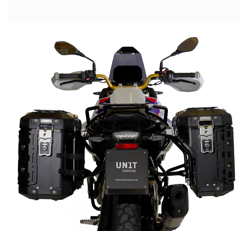  Paire de valises Atlas en aluminium 39L + 32L + supports Atlas pour F 450 GS - L'atelier Bleu Motostore