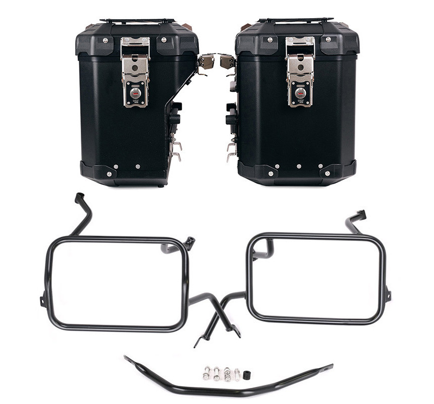 Atlas aluminium pannier set (48L + 41L) + Atlas racks for the F 450 GS – L'atelier Bleu Motostore