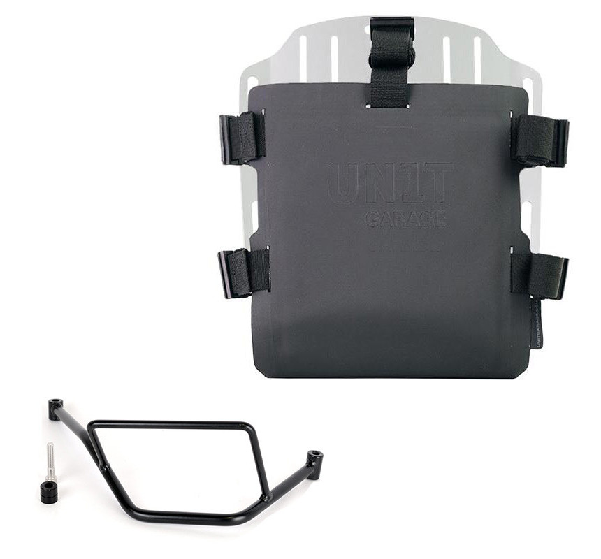Porte-sacoche réglable en Hypalon + support droit pour F 450 GS Aluminium brossé - L'atelier Bleu Motostore