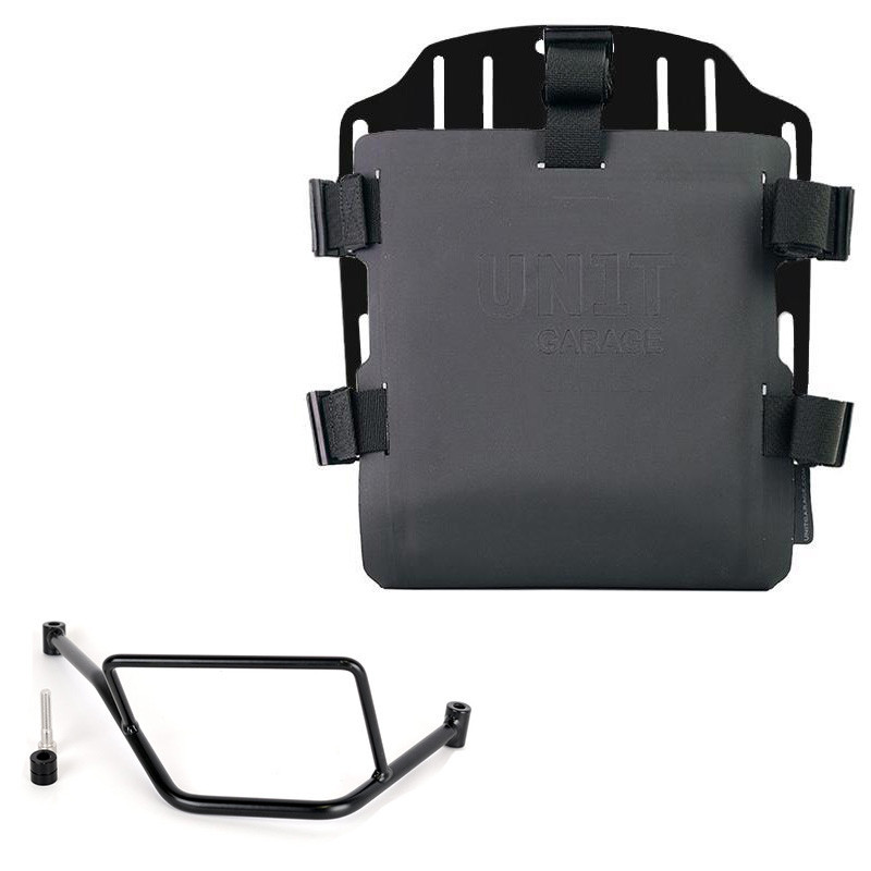 Adjustable Hypalon pannier rack + straight bracket for F 450 GS, Satin Black - L'atelier Bleu Motostore