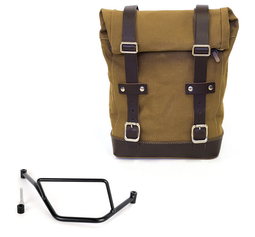 Sacoche latérale en toile 10L-14L + support droit pour F 450 GS Beige/Marron - L'atelier Bleu Motostore