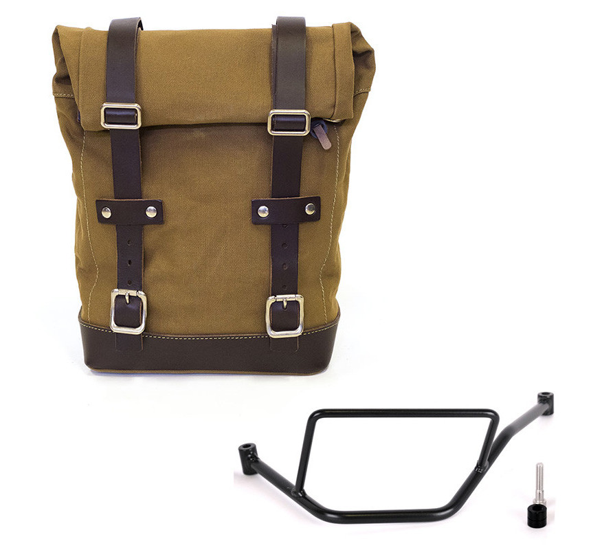 10L–14L canvas side bag + left-hand mount for F 450 GS Beige/Brown - L'atelier Bleu Motostore