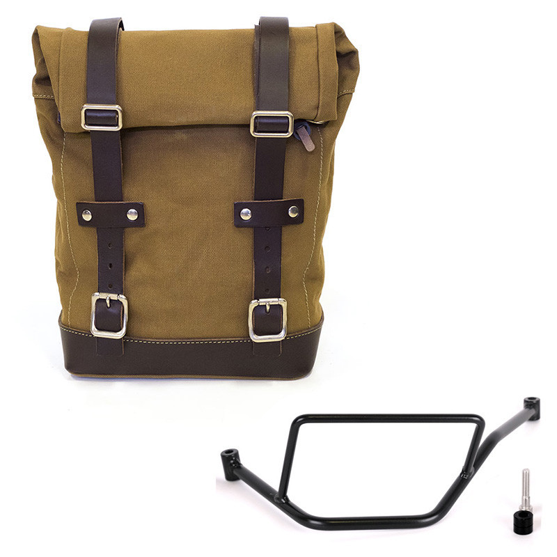 Sacoche latérale en toile 10L-14L + support gauche pour F 450 GS Beige/Marron - L'atelier Bleu Motostore