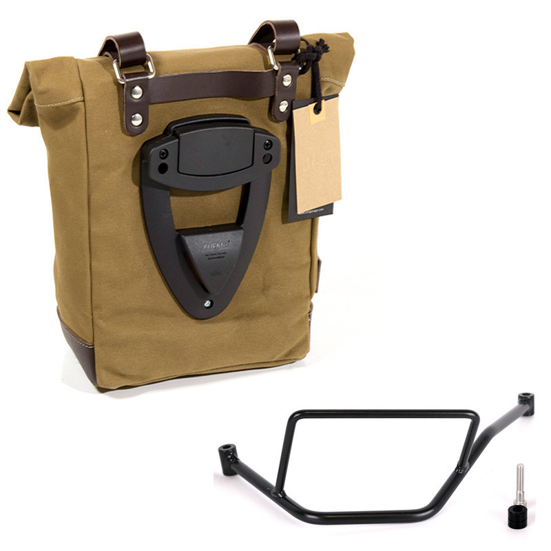  Sacoche latérale en toile 10L-14L + support gauche pour F 450 GS Beige/Marron - L'atelier Bleu Motostore