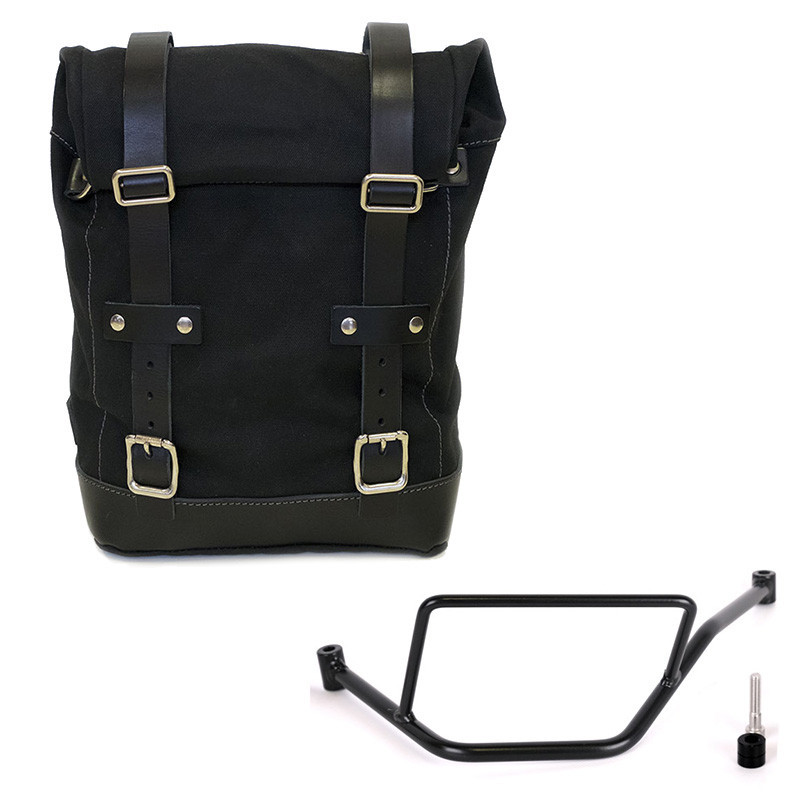 Sacoche latérale en toile 10L-14L + support gauche pour F 450 GS Noir - L'atelier Bleu Motostore