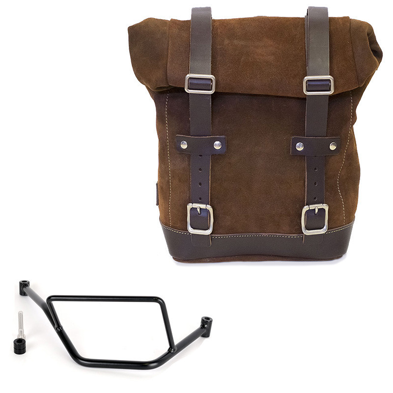 10L–14L leather side pannier + right-hand mount for F 450 GS Colorado Brown – L'atelier Bleu Motostore