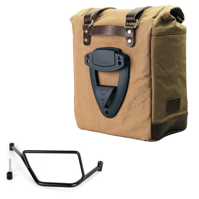  Sacoche latérale Scram en toile 22L-30L + support droit pour F 450 GS Beige/Marron - L'atelier Bleu Motostore