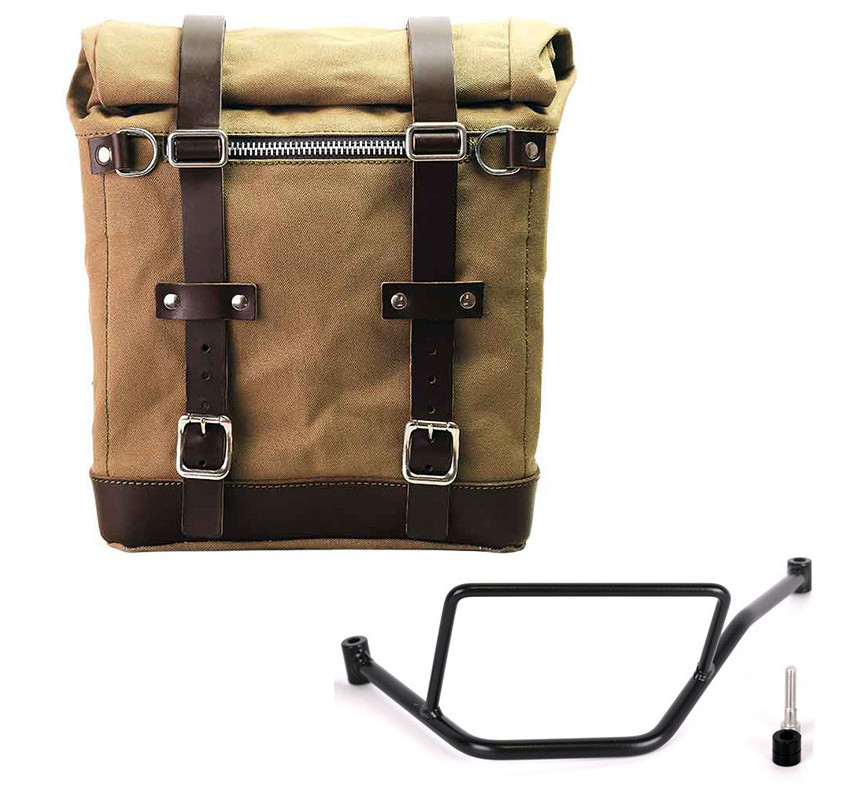 Sacoche latérale Scram en toile 22L-30L + support gauche pour F 450 GS Beige/Marron - L'atelier Bleu Motostore