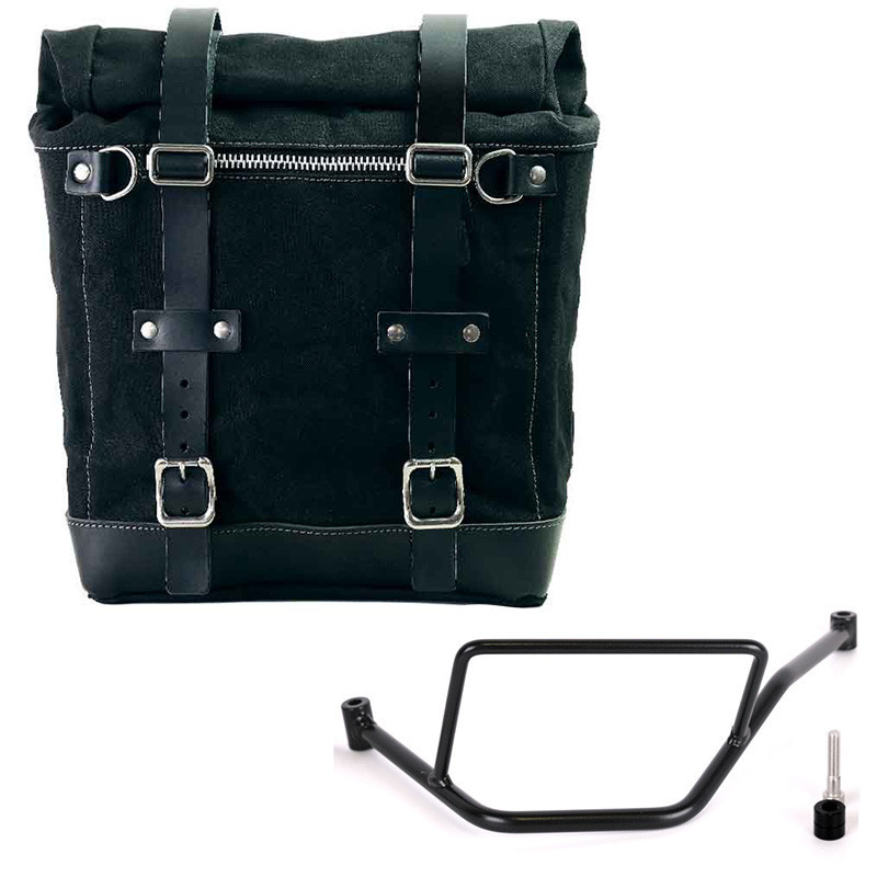 Sacoche latérale Scram en toile 22L-30L + support gauche pour F 450 GS Noir - L'atelier Bleu Motostore