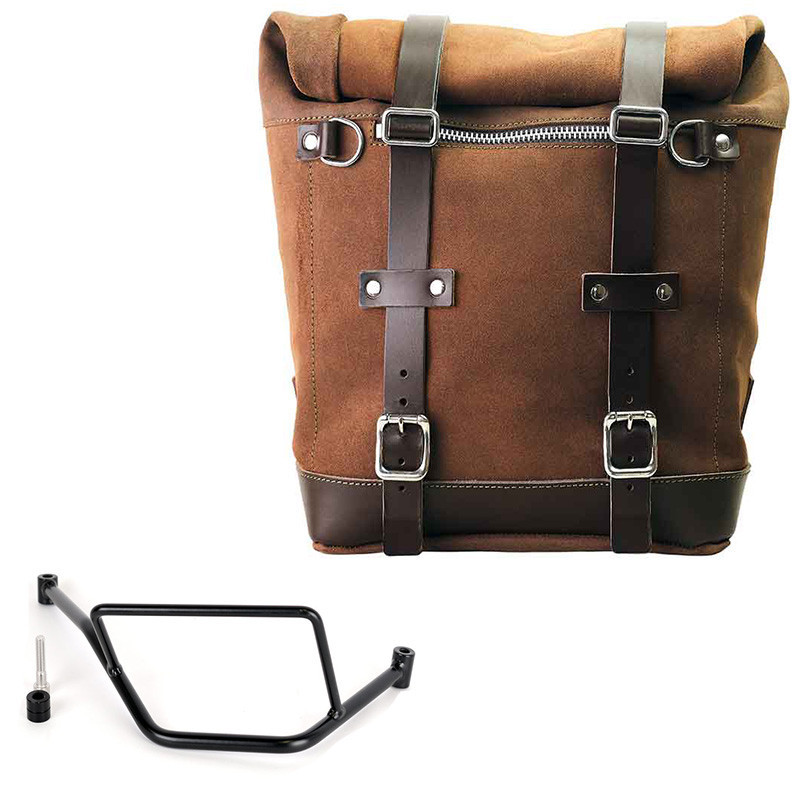 Sacoche latérale Scram en daim 22L-30L + support droit pour F 450 GS ColoradoBrown - L'atelier Bleu Motostore