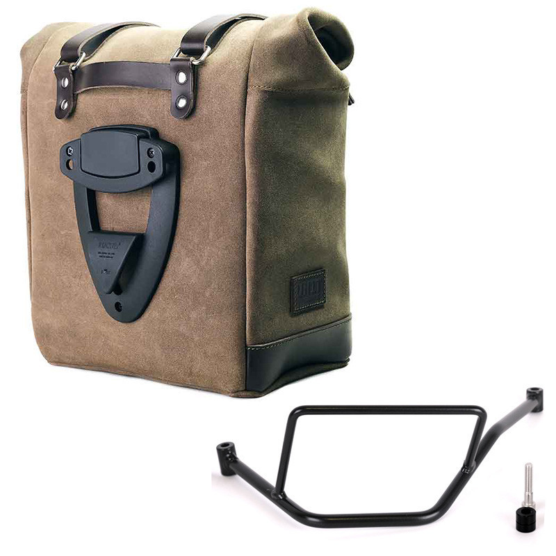  Sacoche latérale Scram en daim 22L-30L + support gauche pour F 450 GS MossGrey - L'atelier Bleu Motostore
