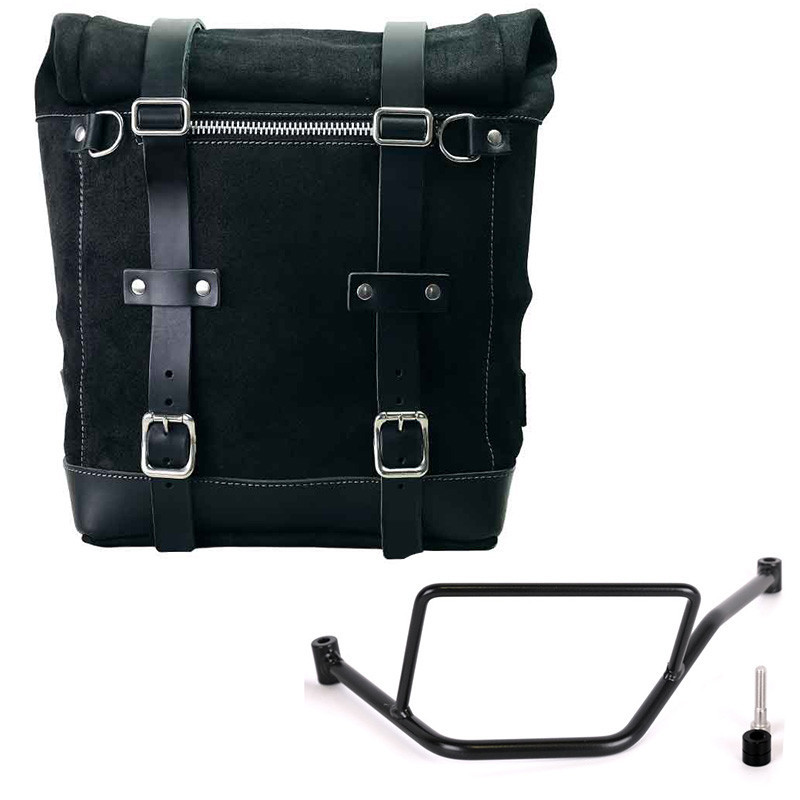 Sacoche latérale Scram en daim 22L-30L + support gauche pour F 450 GS Jetblack - L'atelier Bleu Motostore