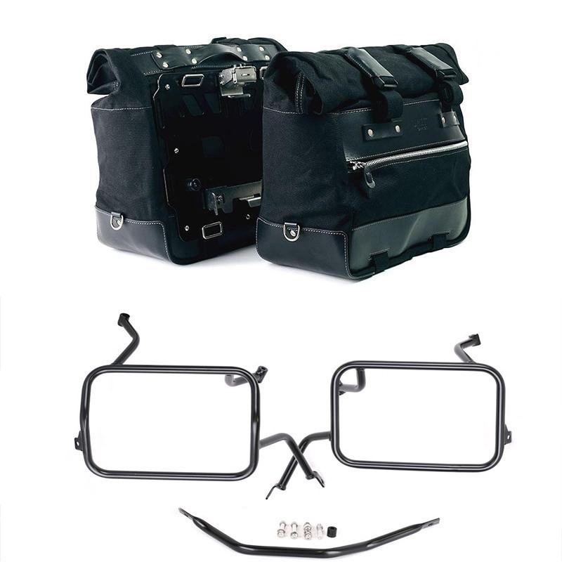 Sacoches latérales Cult en toile 40L-50L + supports Atlas pour F 450 GS Noir - L'atelier Bleu Motostore