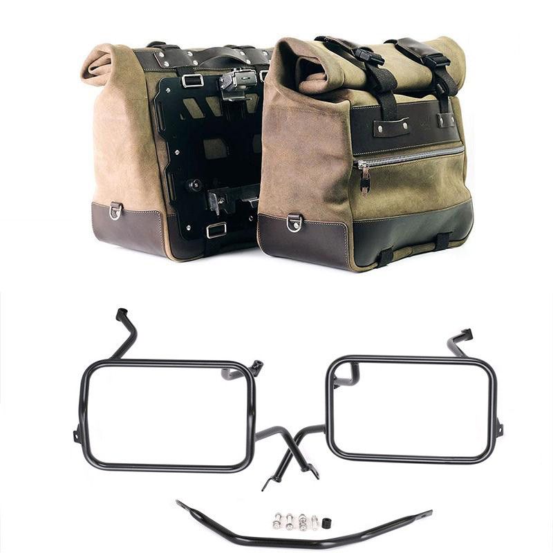 Sacoches latérales Cult en daim 40L-50L + supports Atlas pour F 450 GS MossGrey - L'atelier Bleu Motostore