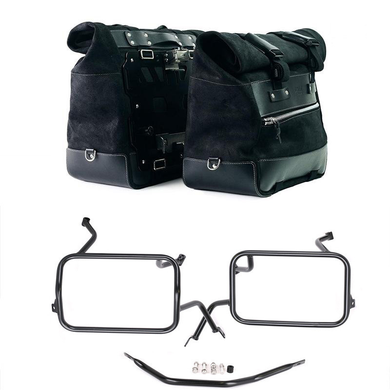 Sacoches latérales Cult en daim 40L-50L + supports Atlas pour F 450 GS Jetblack - L'atelier Bleu Motostore