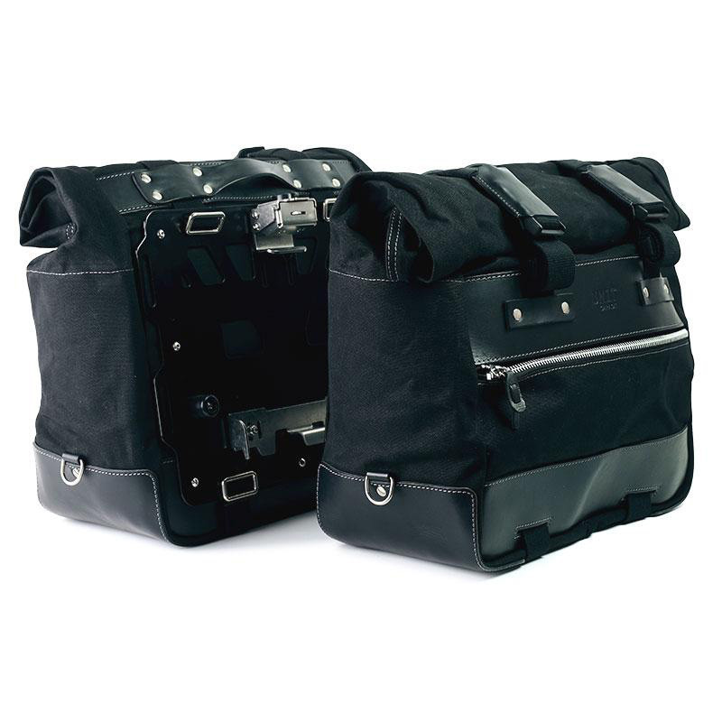 Cult canvas side panniers 40L–50L + lockable mounts for F 900GS Black – L'atelier Bleu Motostore
