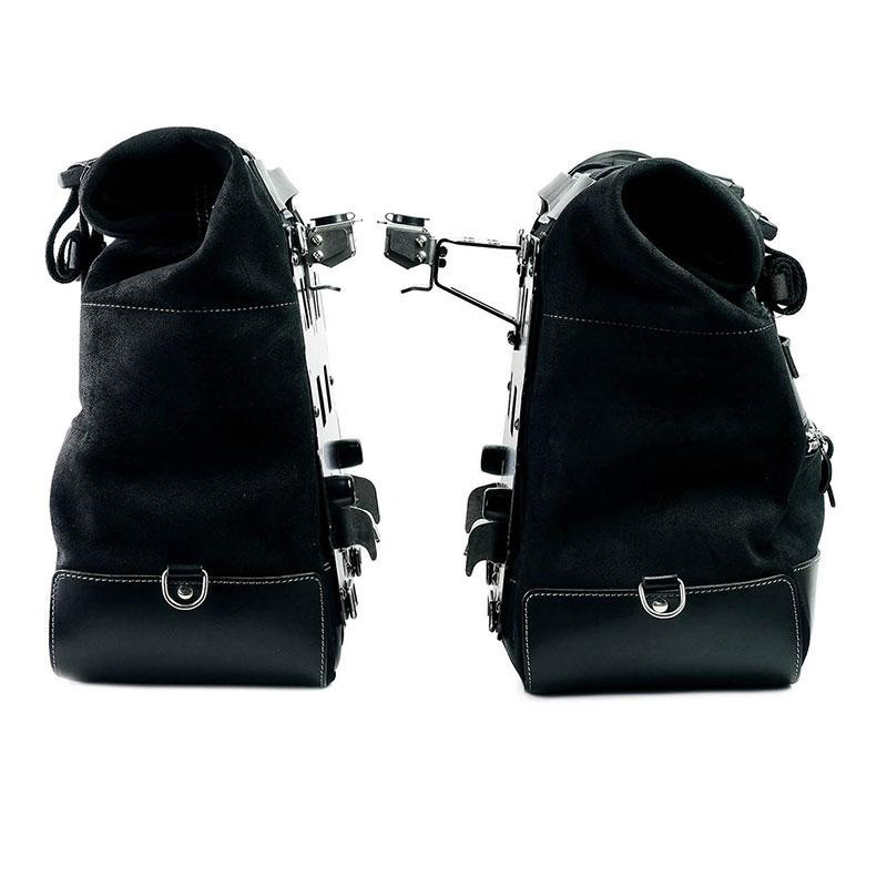  Sacoches latérales Cult en cuir 40L-50L + supports verrouillables pour F 900GS Jetblack - L'atelier Bleu Motostore