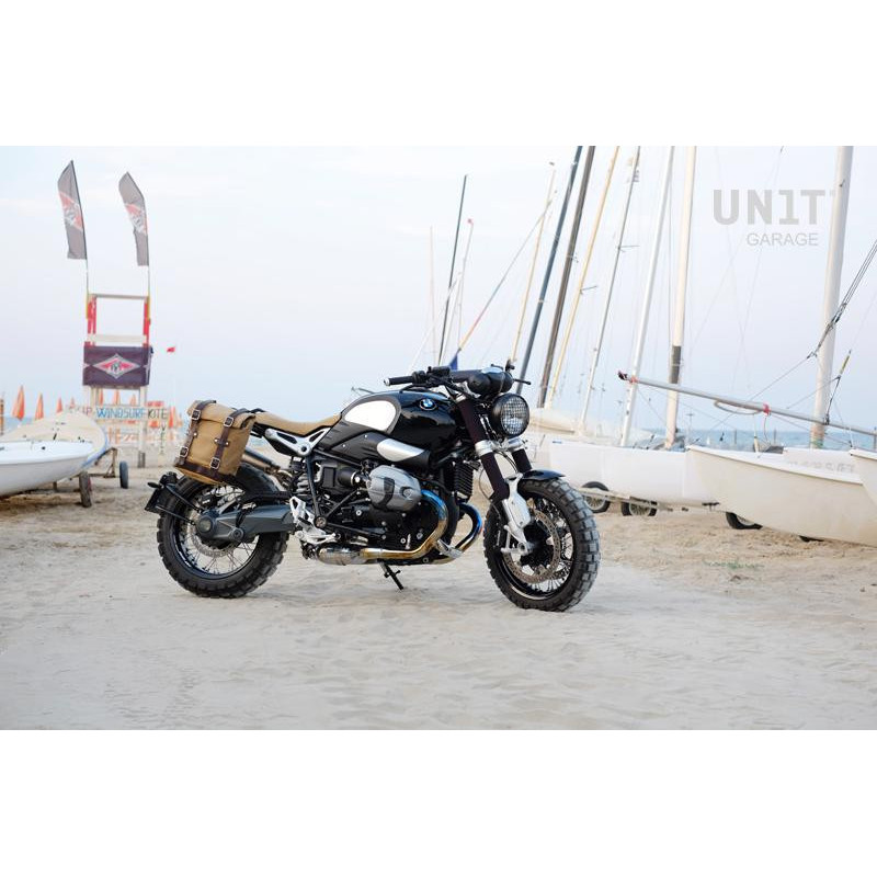 Scram canvas side pannier, 22L–30L, plus left-hand mount for the R nineT