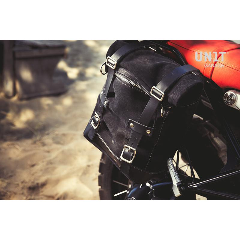 Sacoche latérale Scram en daim 22L-30L + support gauche pour R nineT