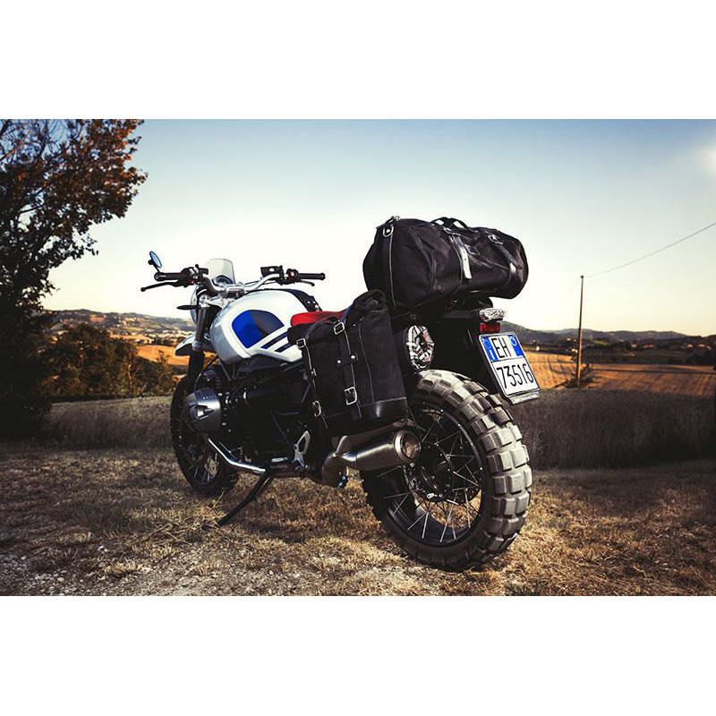 Sacoche latérale Scram en daim 22L-30L + support gauche pour R nineT