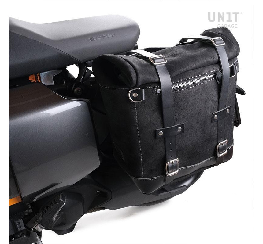 Sacoche latérale Scram en daim 22L-30L + support gauche pour CE 04