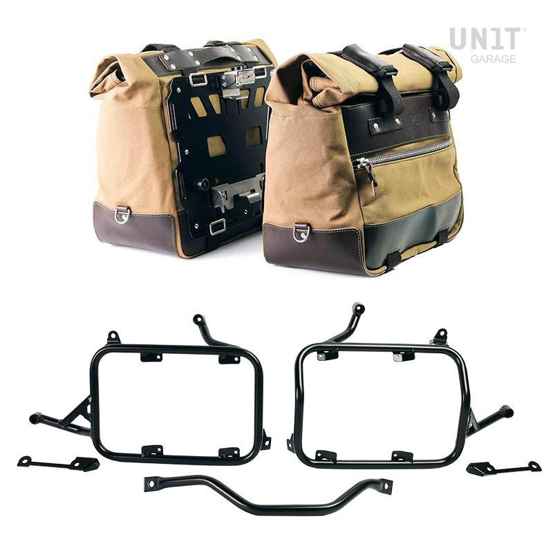 Sacoches latérales Cult en toile 40L-50L + paire de plaques aluminium + supports pour R 1300GS