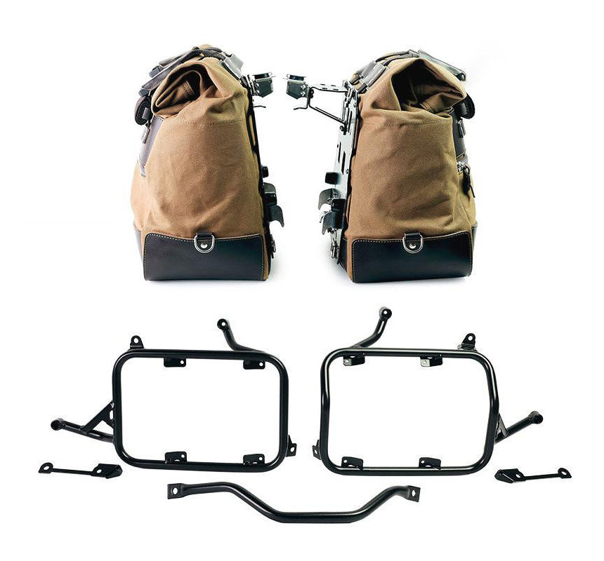 Sacoches latérales Cult en toile 40L-50L + paire de plaques aluminium + supports pour R 1300GS