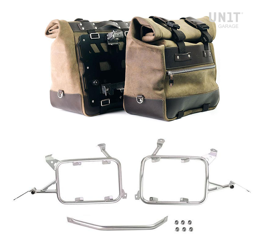 Sacoches latérales Cult en daim 40L-50L + supports verrouillables pour