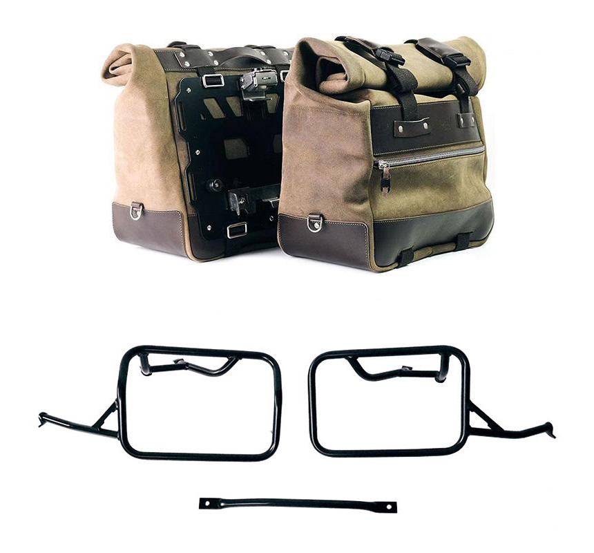 Sacoches latérales Cult en daim 40L-50L + paire de plaques aluminium +