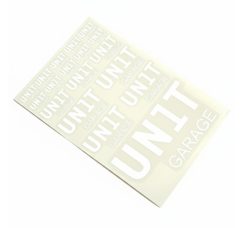 White Unit Garage Stickers - L'atelier Bleu Motostore