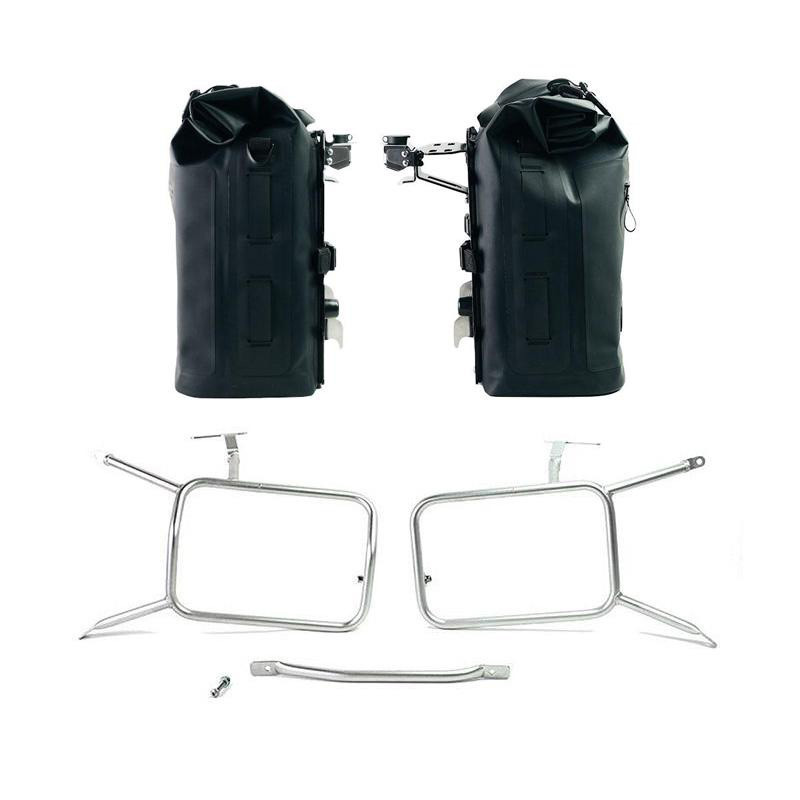 Sacoches latérales Khali en TPU 35L-45L (paire) + paire de plaques aluminium + supports pour R nineT Argent