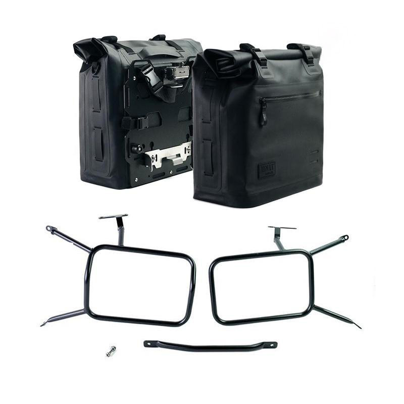 Sacoches latérales Khali en TPU 35L-45L (paire) + paire de plaques aluminium + supports pour R nineT Noir satiné