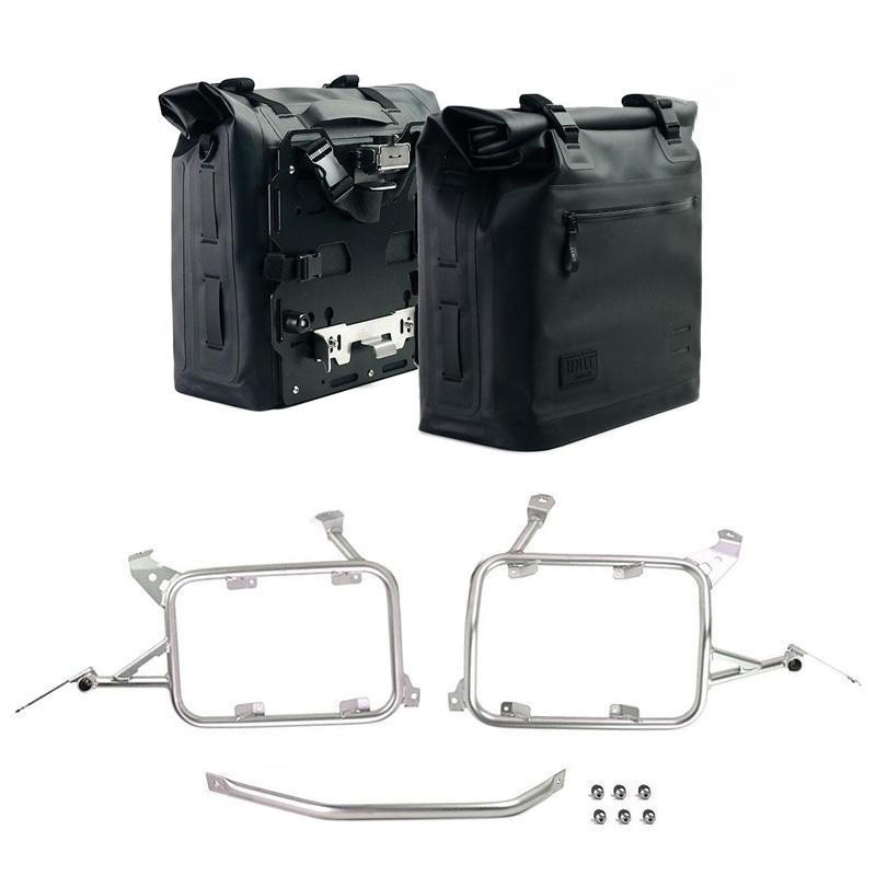 Sacoches latérales Khali en TPU 35L-45L (paire) + paire de plaques aluminium + supports pour R 1200GS Argent