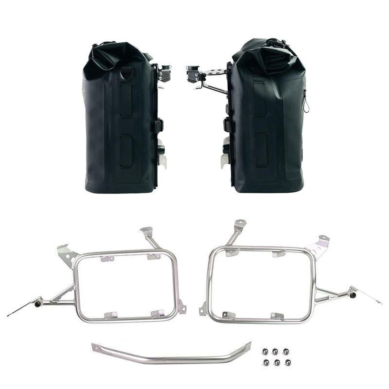 Sacoches latérales Khali en TPU 35L-45L (paire) + paire de plaques aluminium + supports pour R 1200GS Noir satiné